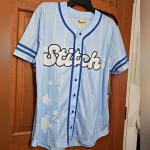 Disney Stitch Womens Button Up Baseball Short Sleeve Jersey Sz XL Nwt
